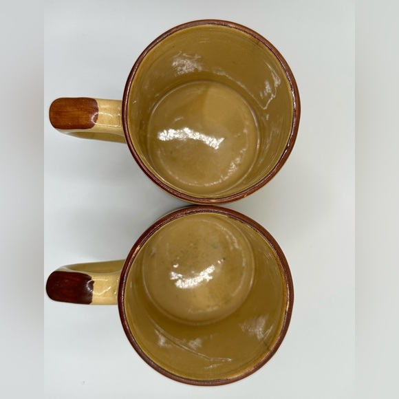 Vintage 70s ‘Fine Quality Coffee’ Mushroom Ceramic Mugs - Set of 2 Spice Brown - Picture 11 of 15